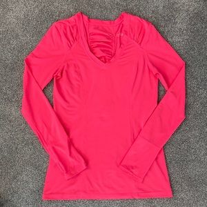 Zella Neon Pink V-Neck Mesh Pullover
